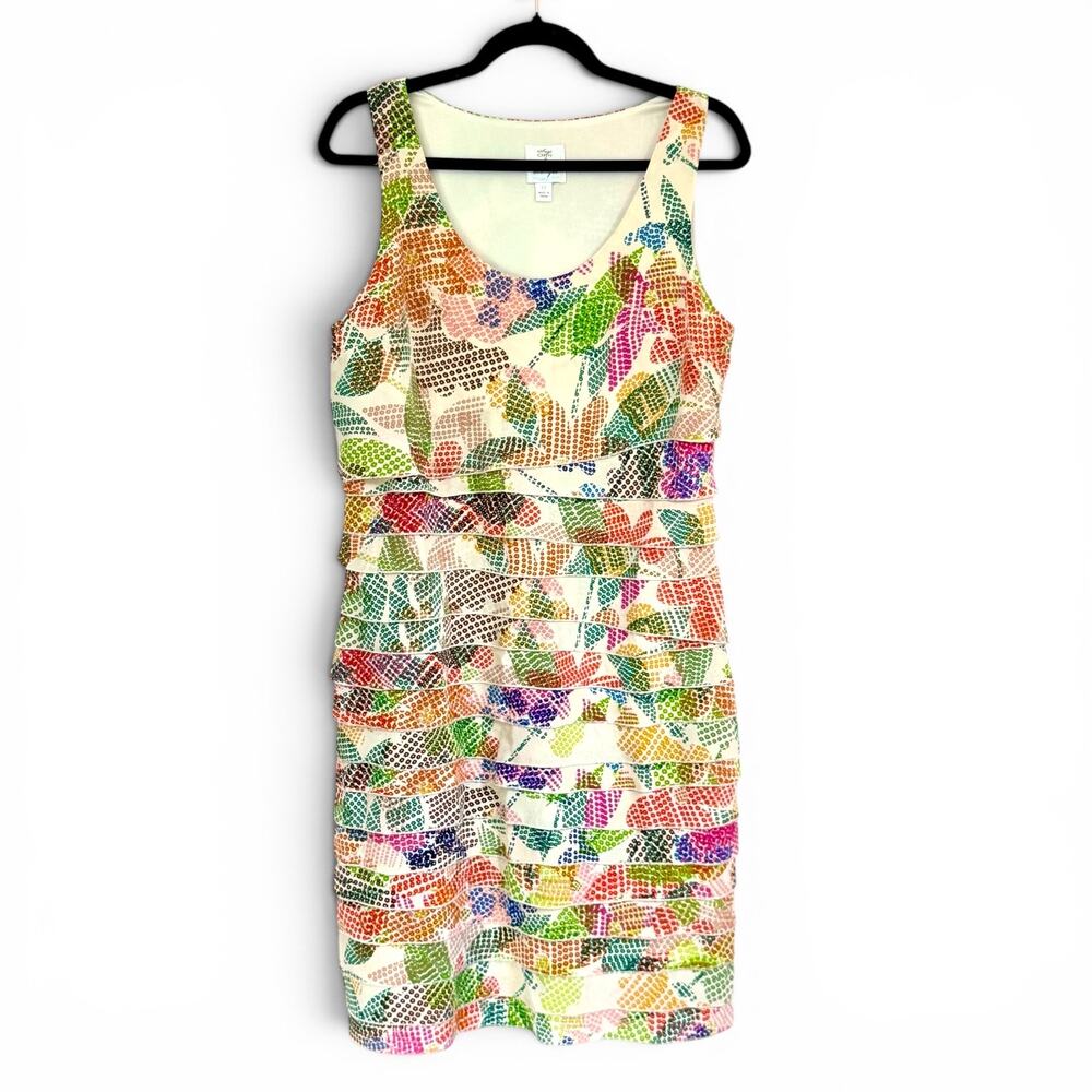 Suzi Chin for Maggie Autumn Wedding Sheath Dress Size 12 100% Silk Floral Leaf